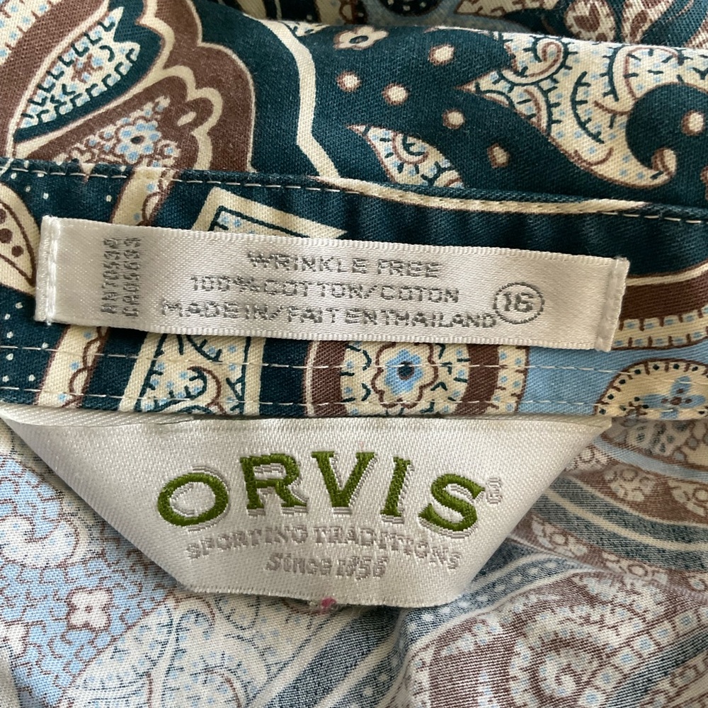 Orvis wrinkle-free paisley button down shirt size 16 - Picture 4 of 4